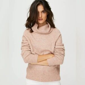 Aritzia Babaton Plutarch Pink Turtleneck Knit Alpaca Wool Sweater - Sz XS